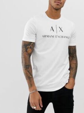 Armani Exchange White Short Sleeve Logo Tee